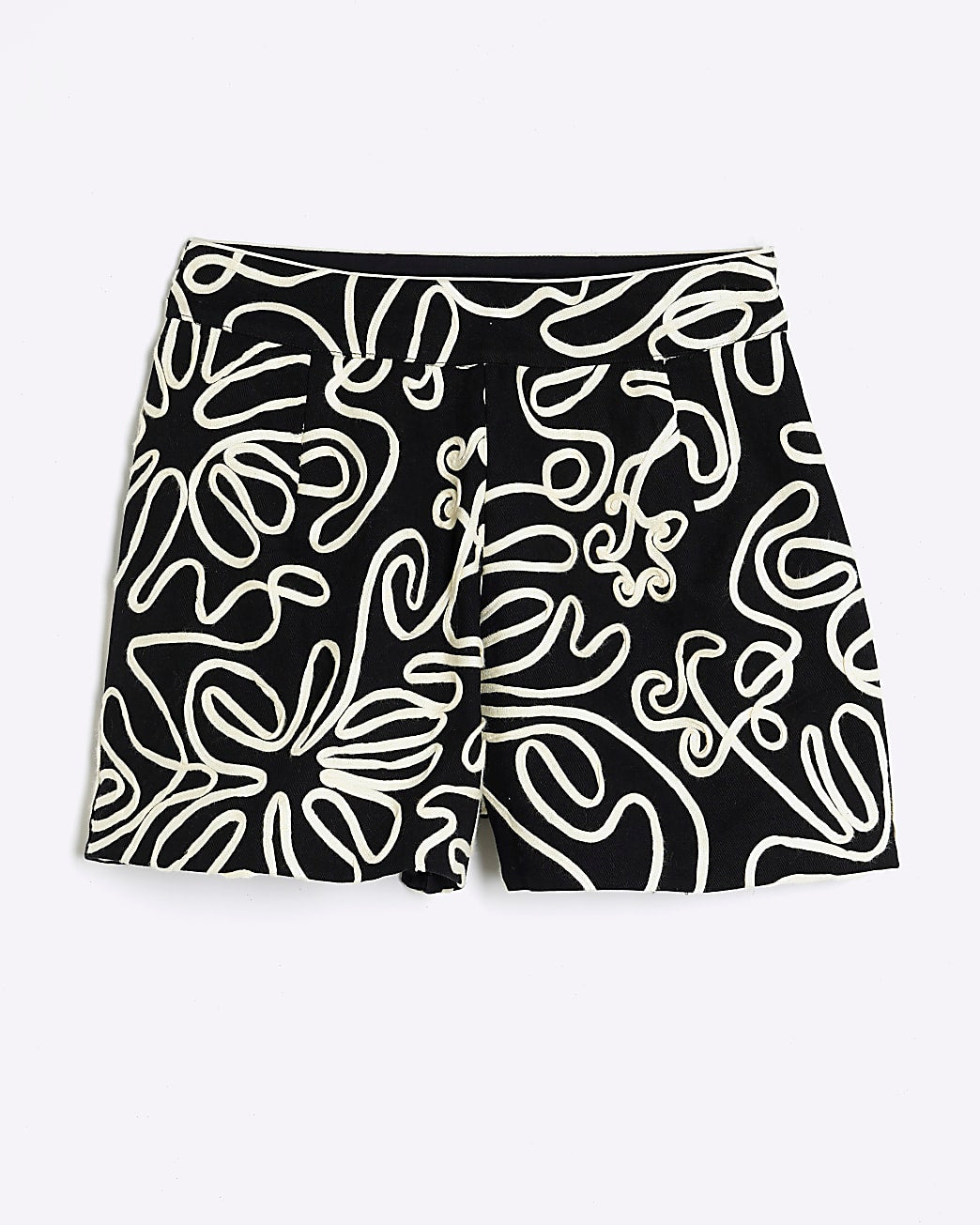 Black Embroidered Shorts