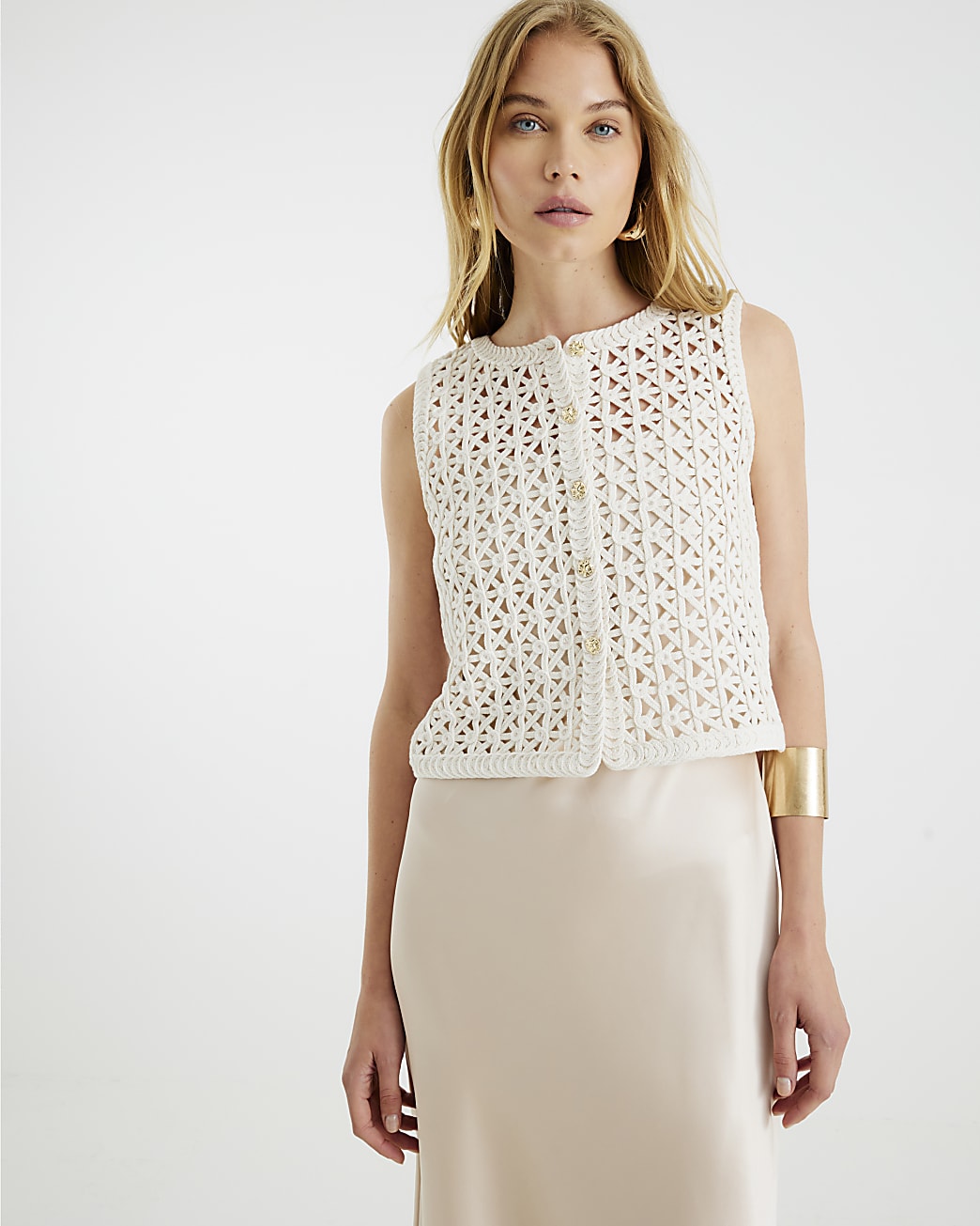 Crochet Waistcoat Hybrid Midi Dress