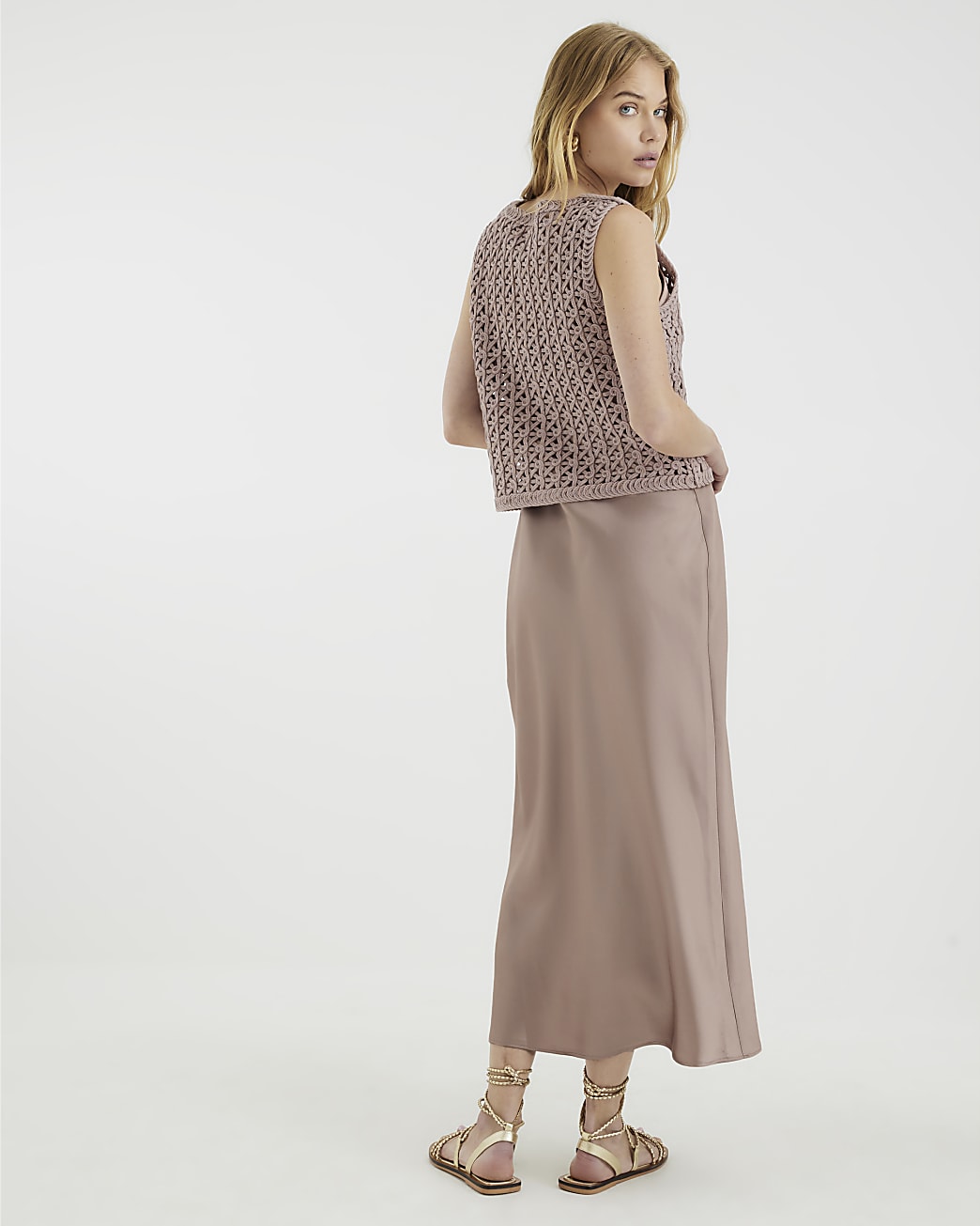 Crochet Waistcoat Hybrid Midi Dress