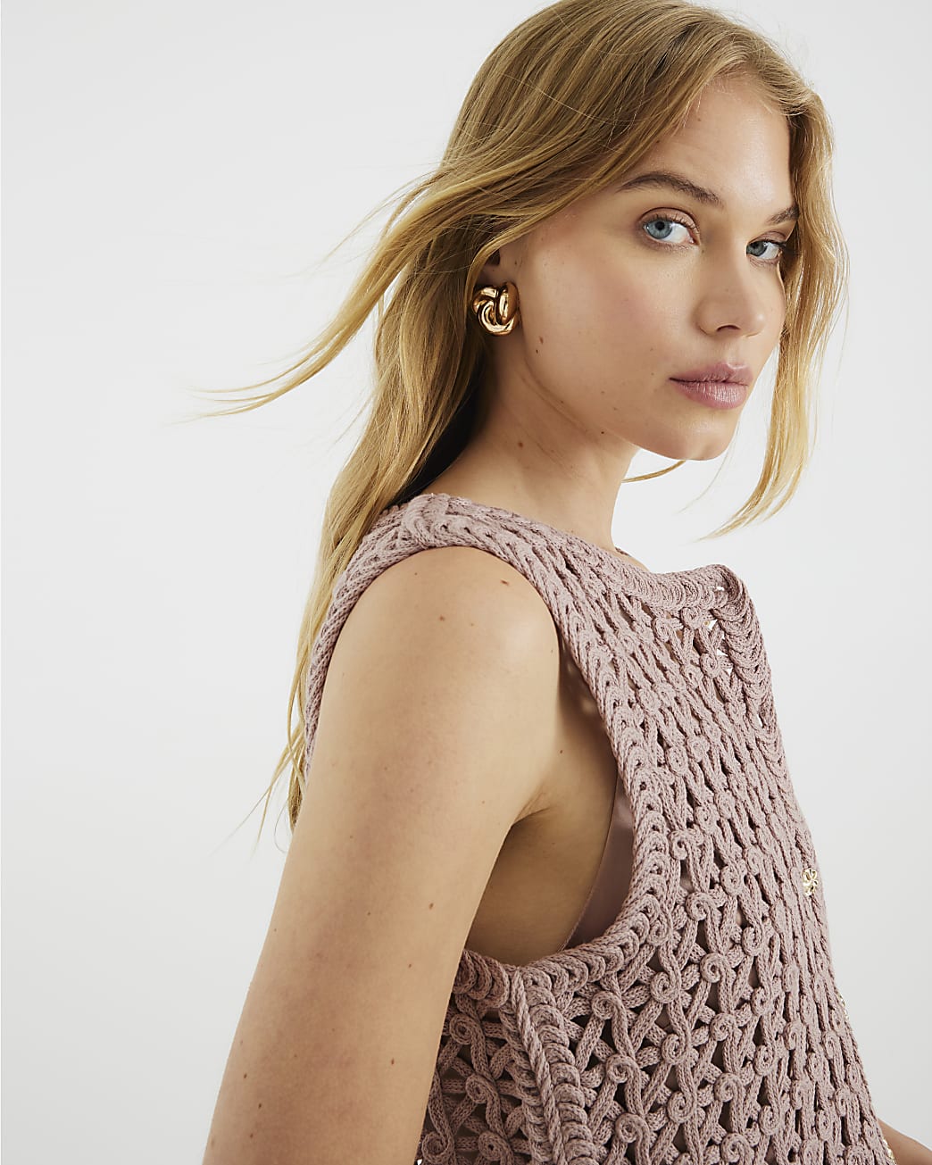 Crochet Waistcoat Hybrid Midi Dress