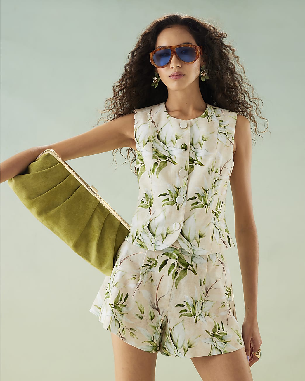 Floral Print Linen Shorts