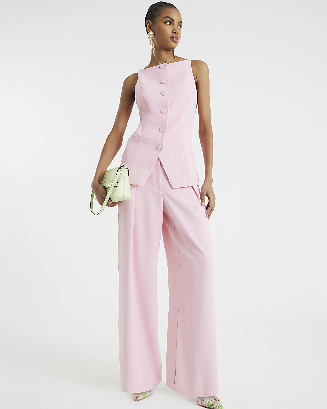 Pale Pink Wide Leg Trousers