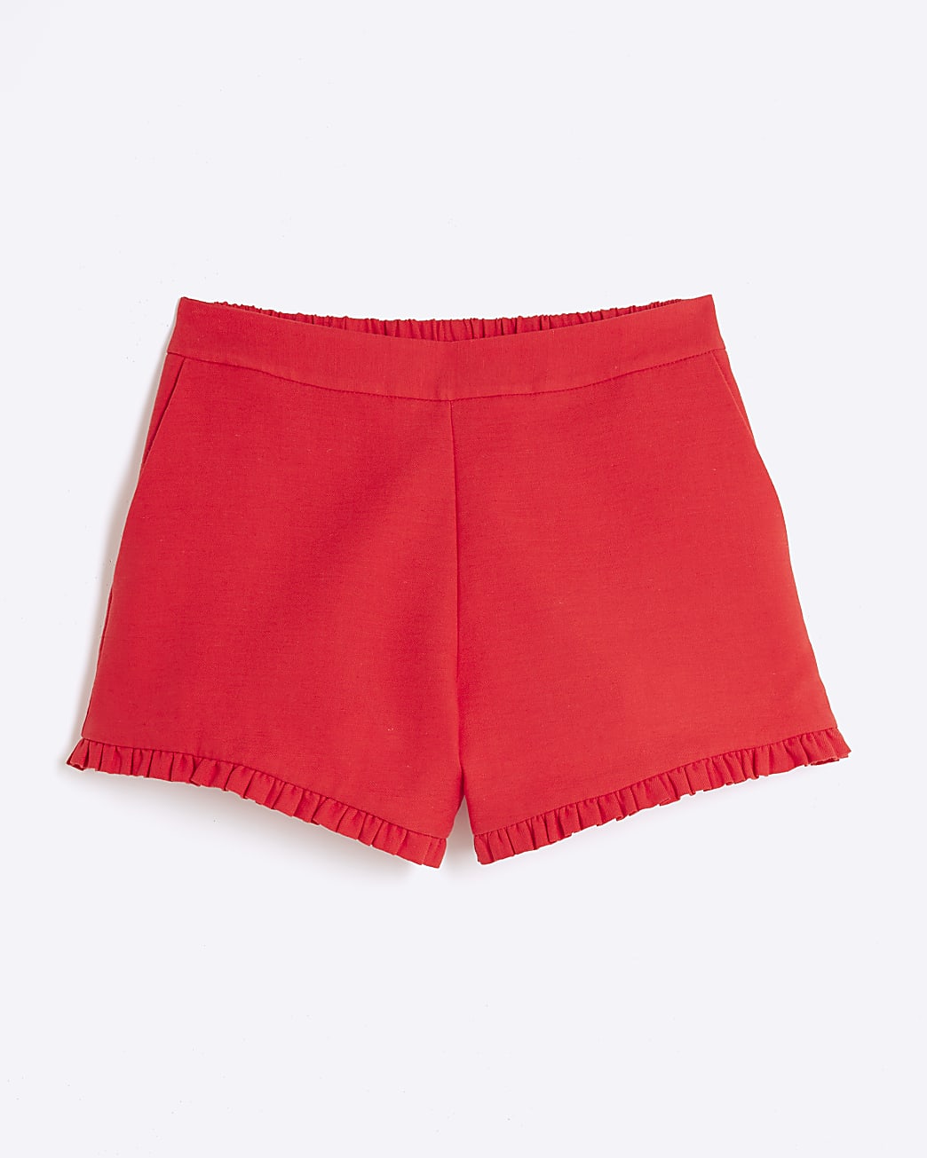 Linen Blend Frill Tailored Shorts