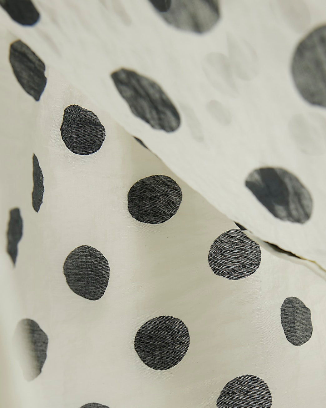 White Long Sleeve Oversized Polka Dot Shirt