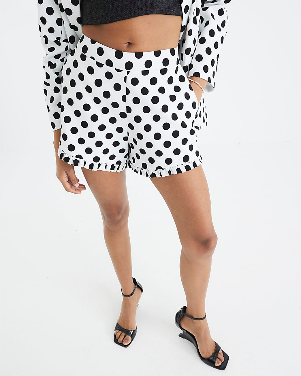 Linen Blend Polka Dot Tailored Shorts