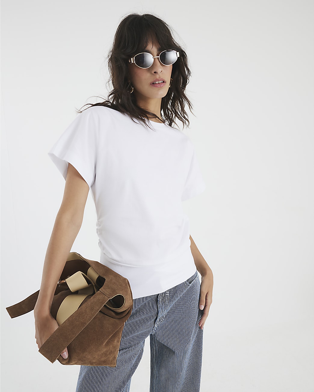 Ruched Side Kimono Sleeve T-shirt