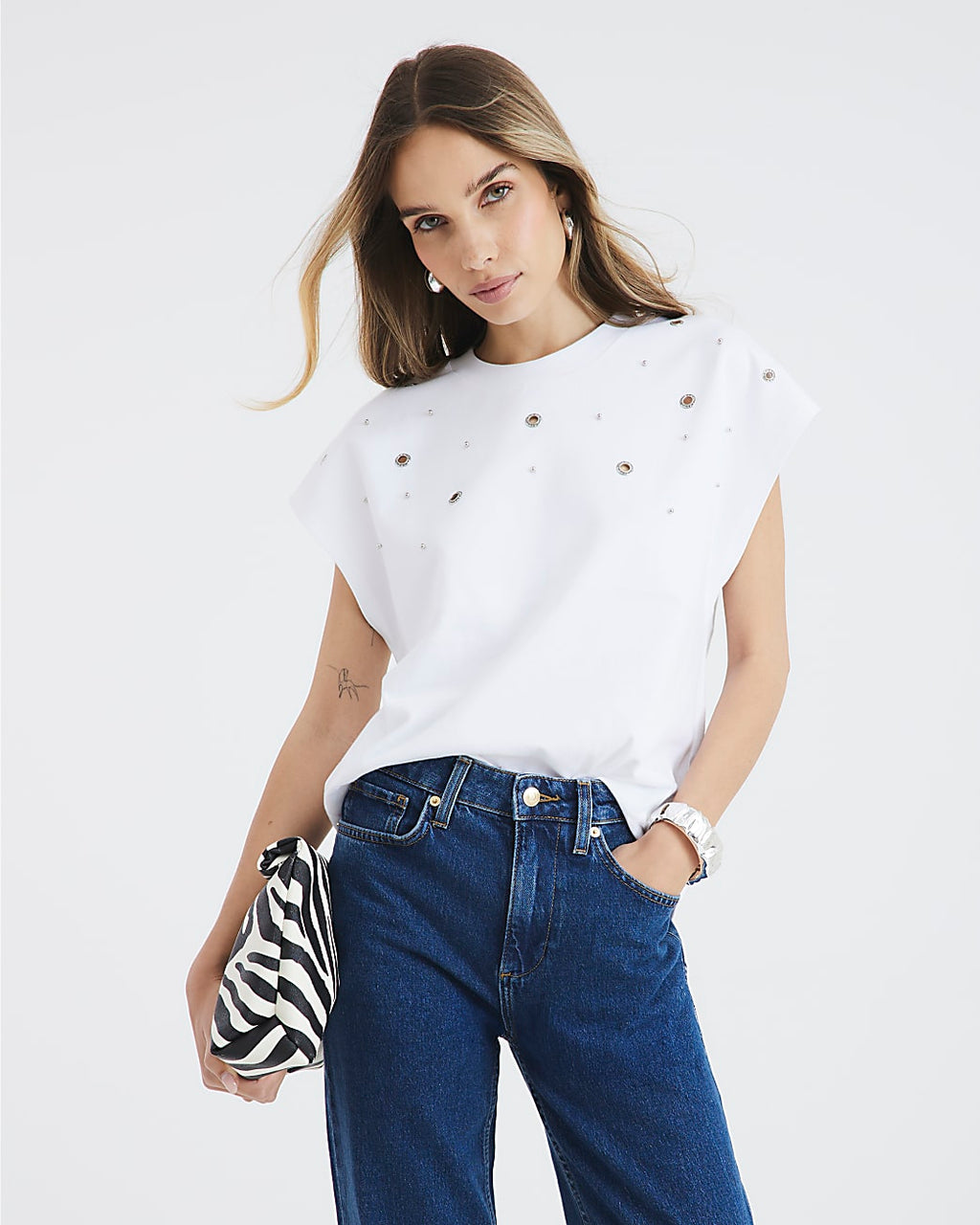 Eyelet Detail T-Shirt