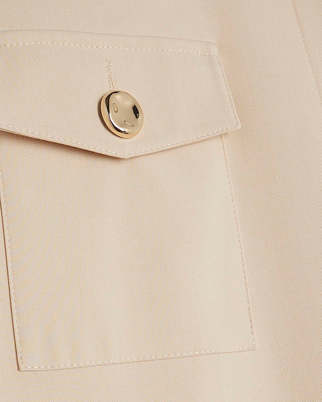 Beige Button Front Straight Leg Trousers
