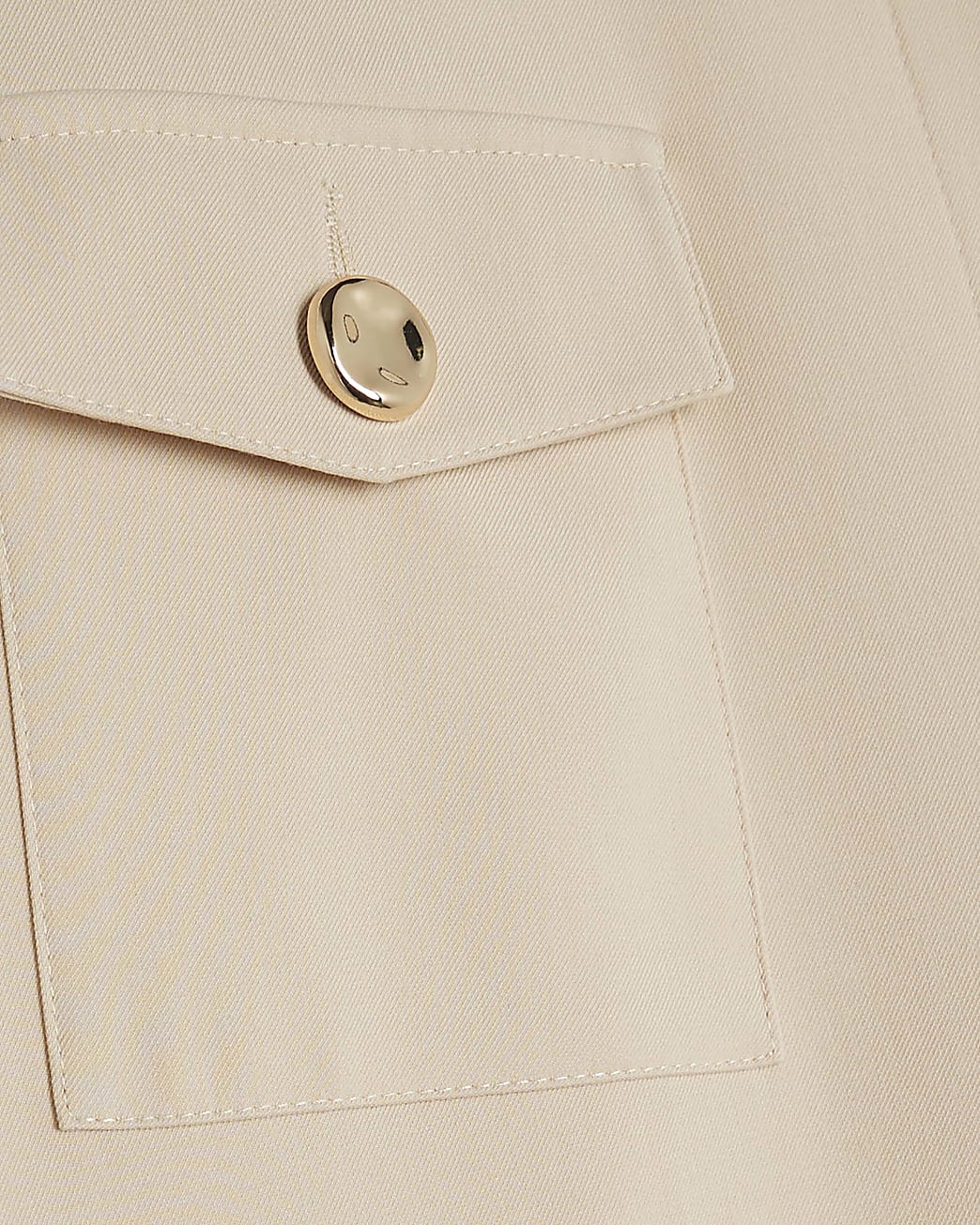 Beige Button Front Straight Leg Trousers