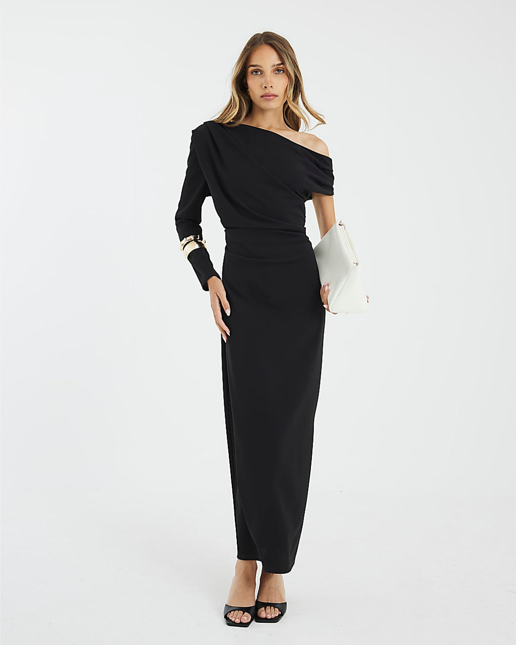Asymmetrical Draped Maxi Dress