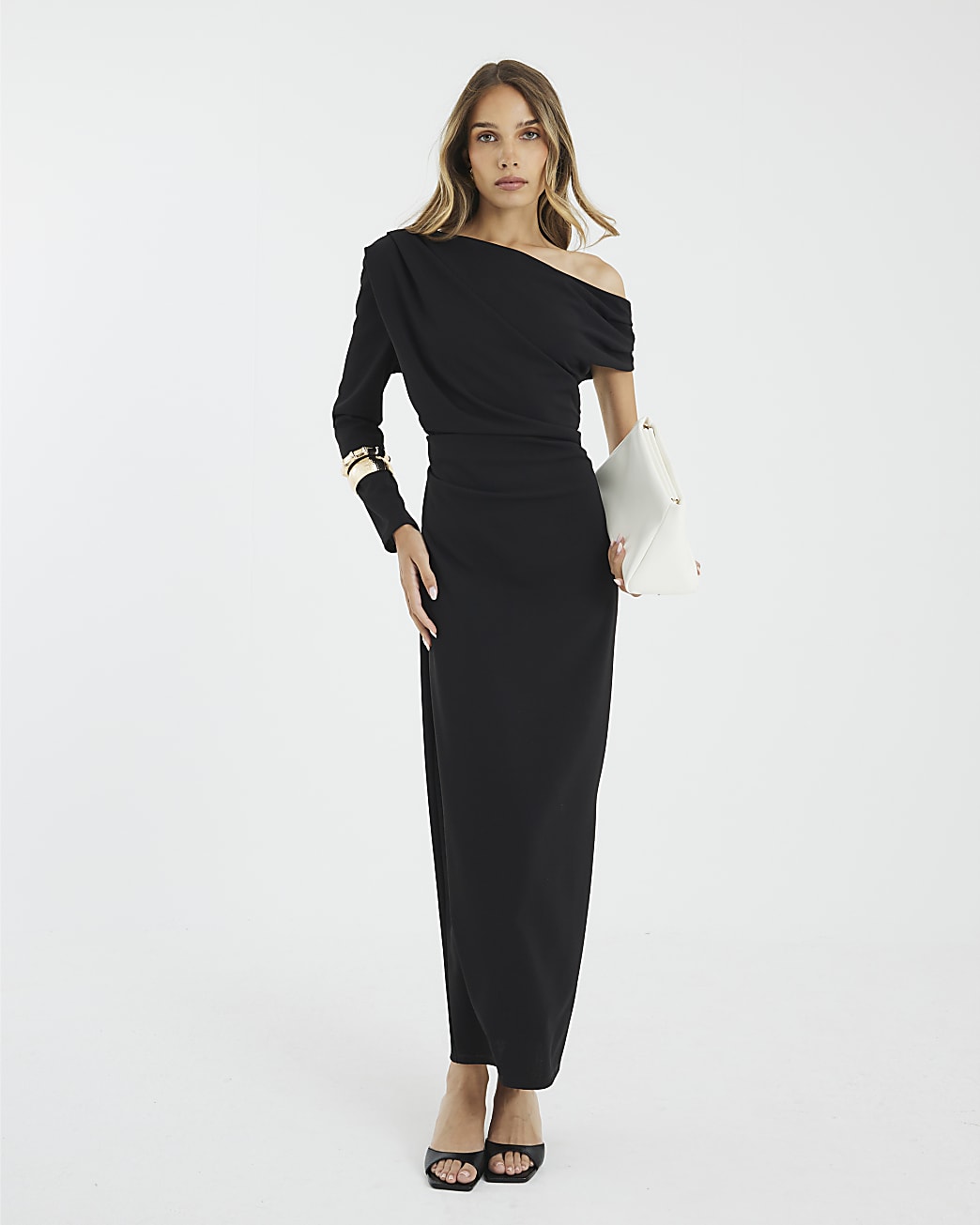 Asymmetrical Draped Maxi Dress