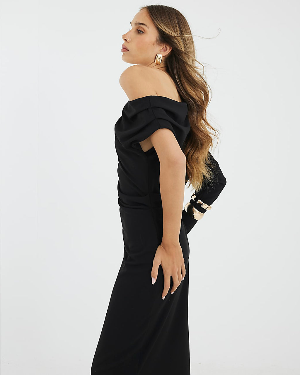 Asymmetrical Draped Maxi Dress