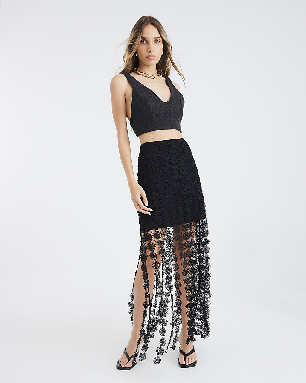 Crochet Tassel Midi Skirt