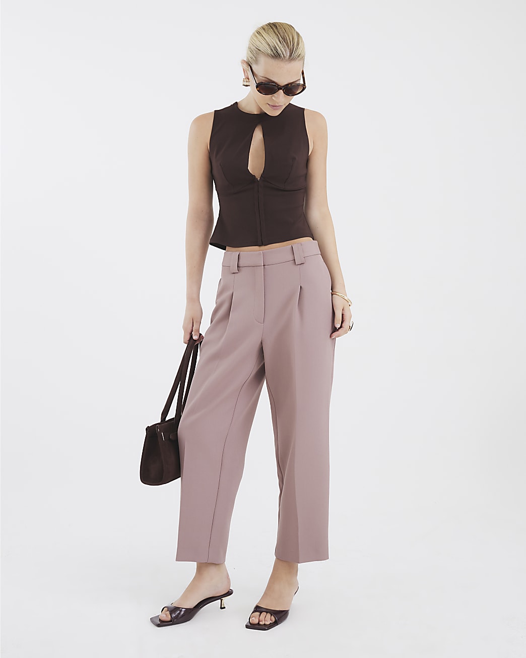 Burnished Brown Tapered Straight Leg Trousers