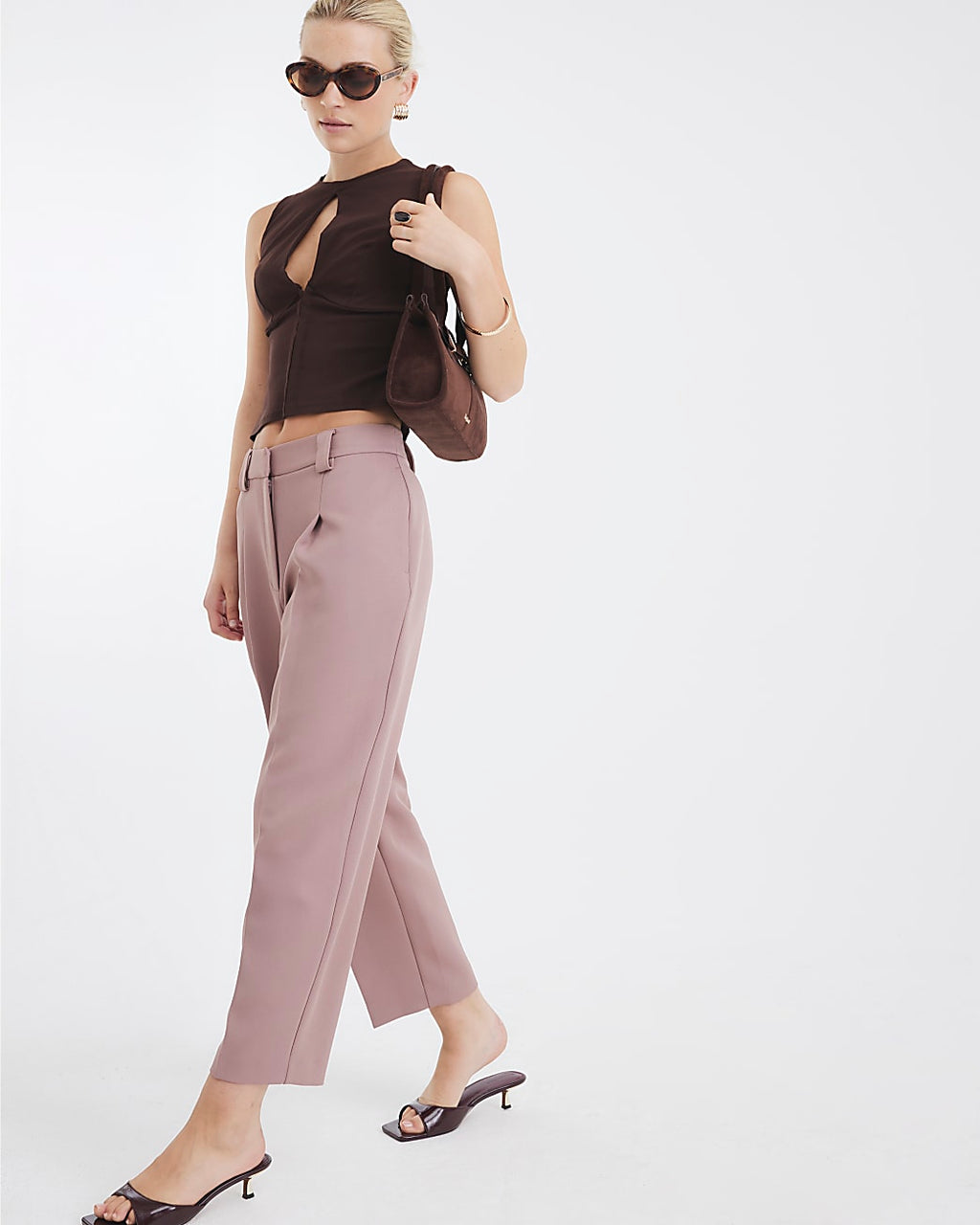 Burnished Brown Tapered Straight Leg Trousers