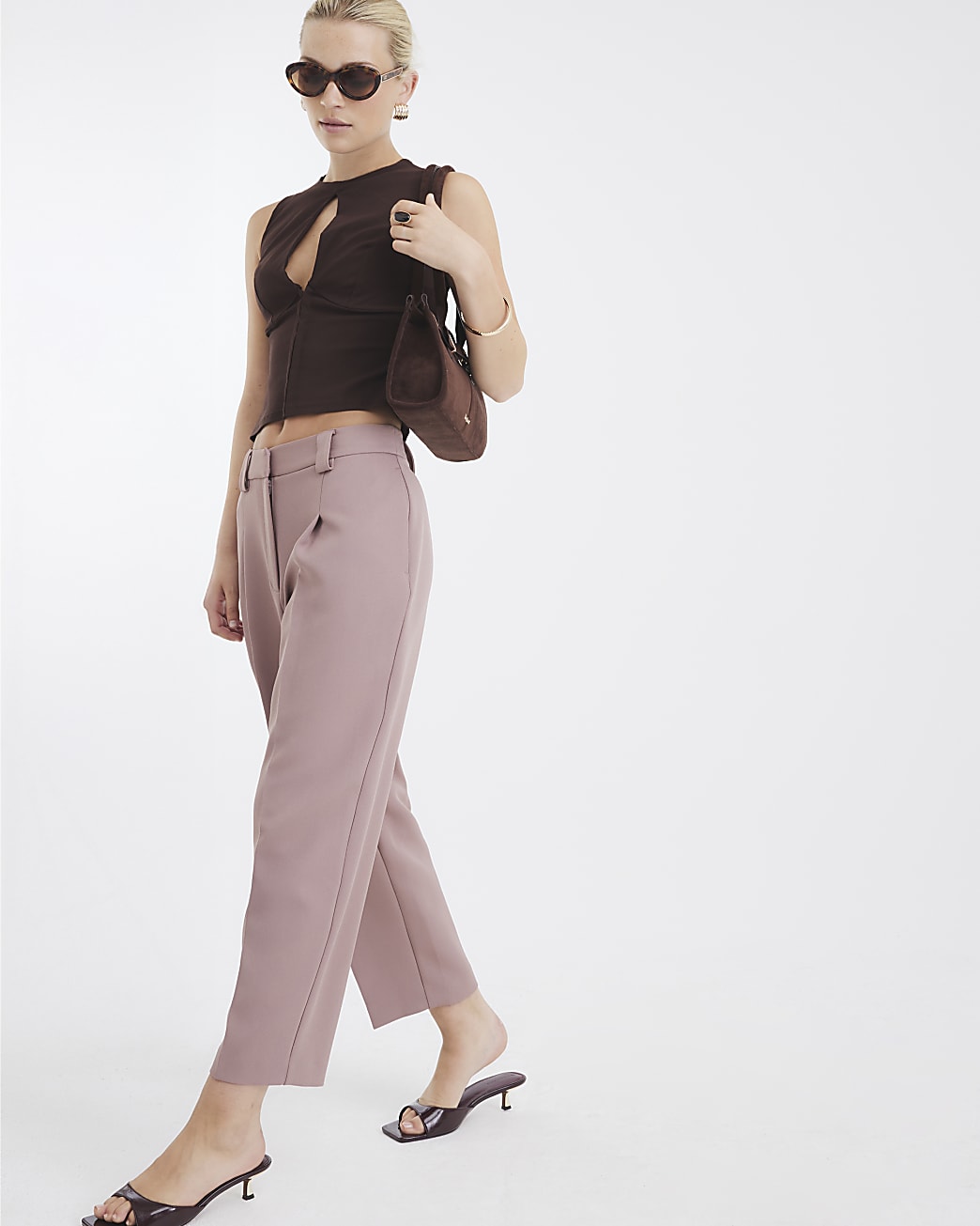 Burnished Brown Tapered Straight Leg Trousers