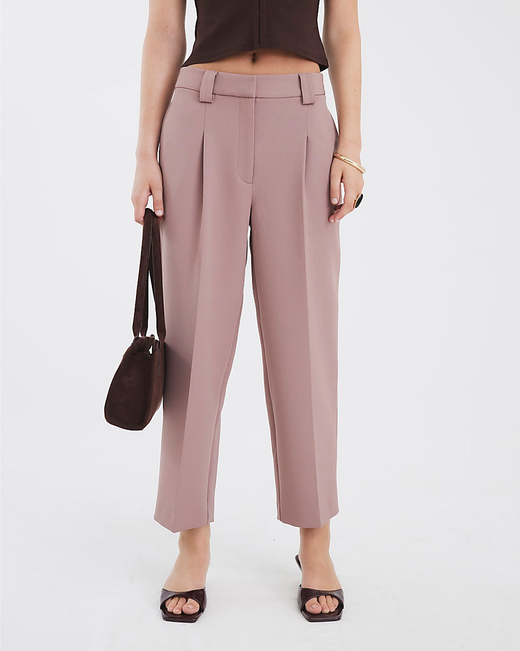 Burnished Brown Tapered Straight Leg Trousers