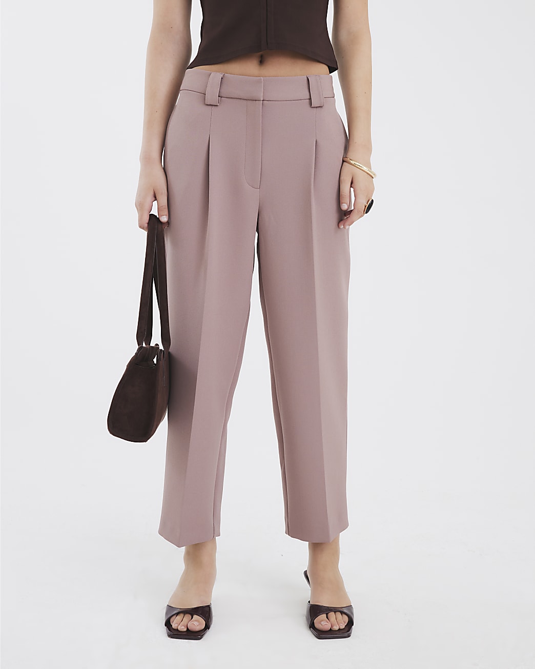 Burnished Brown Tapered Straight Leg Trousers