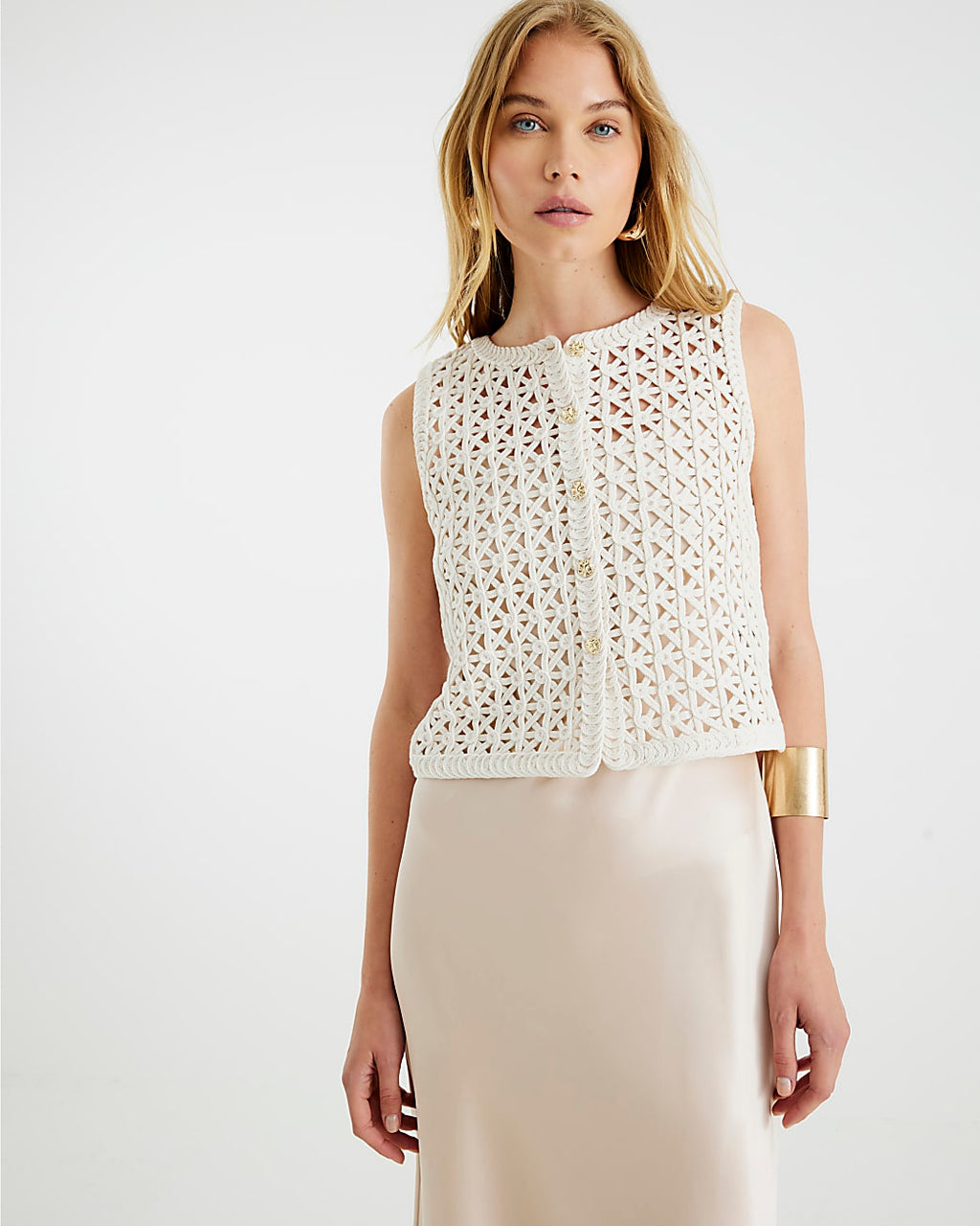 Crochet Waistcoat Hybrid Midi Dress