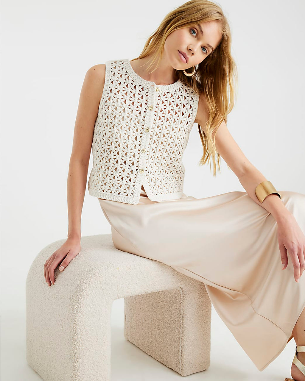 Crochet Waistcoat Hybrid Midi Dress