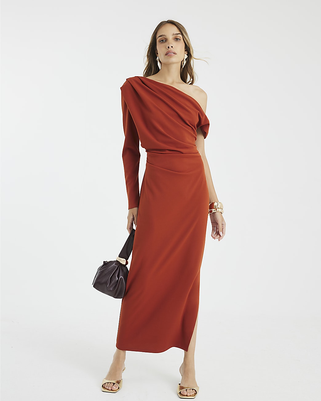 Asymmetrical Draped Maxi Dress