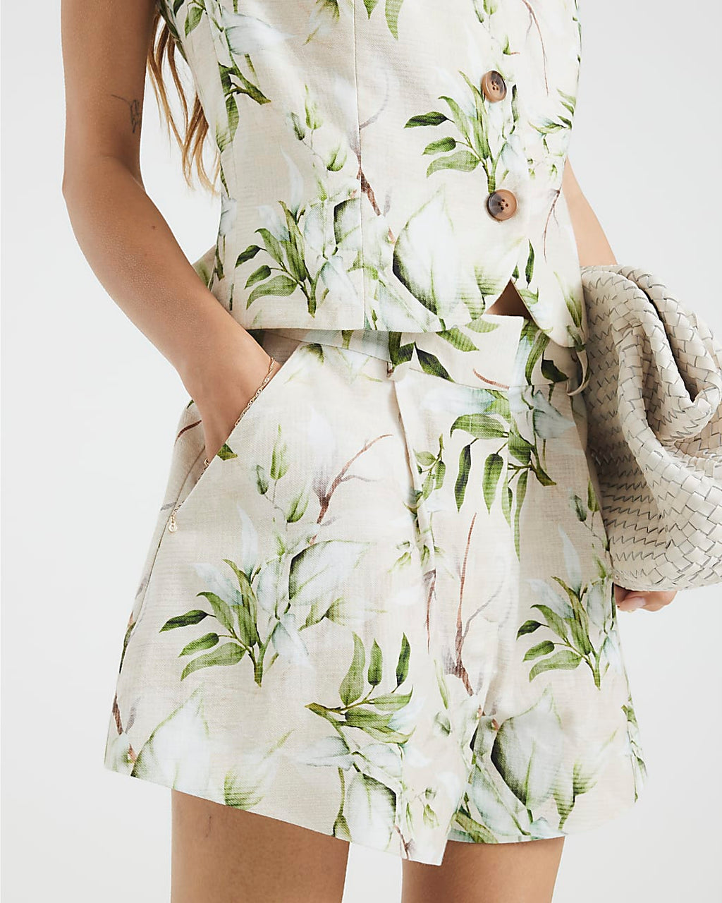 Floral Print Linen Shorts