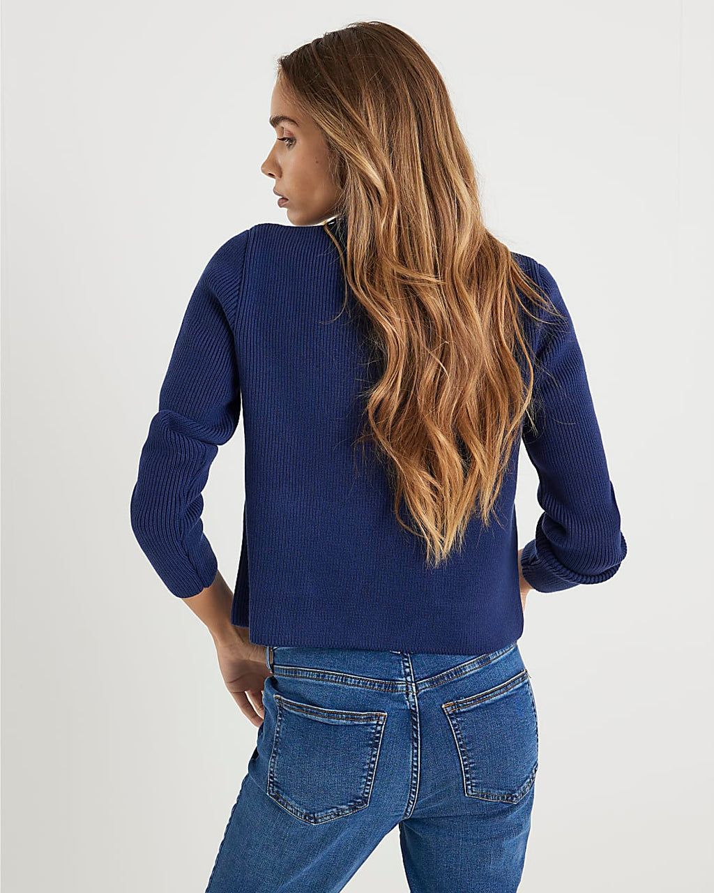 Navy Knitted Long Sleeve Cardigan