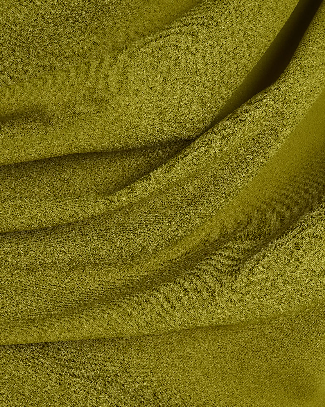 Olive Asymmetric Draped Wrap Midi Dress