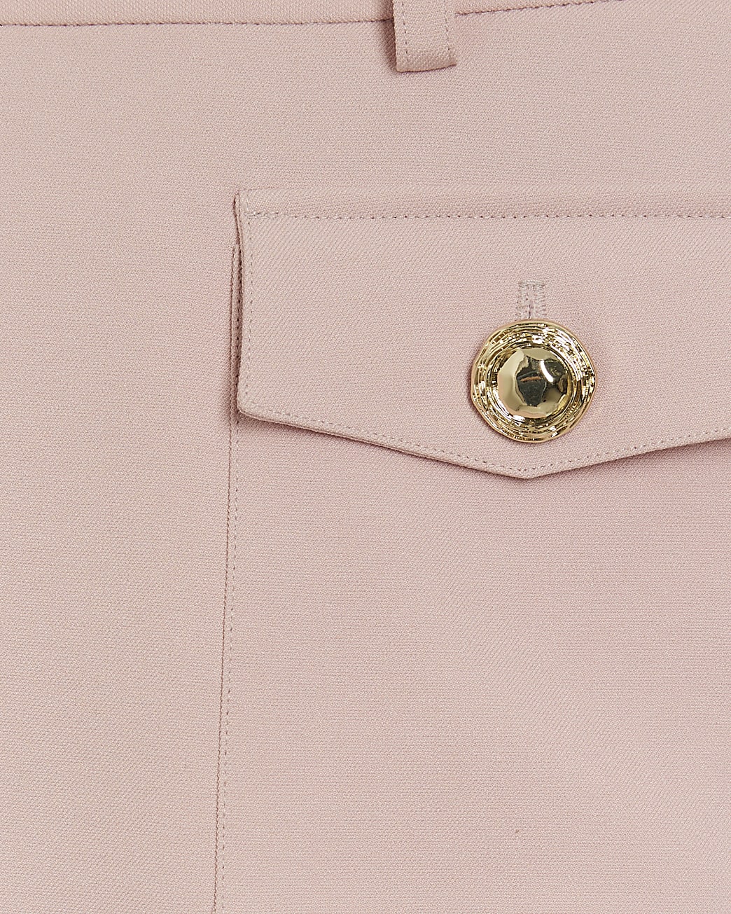 Pale Pink Button Front Straight Leg Trousers
