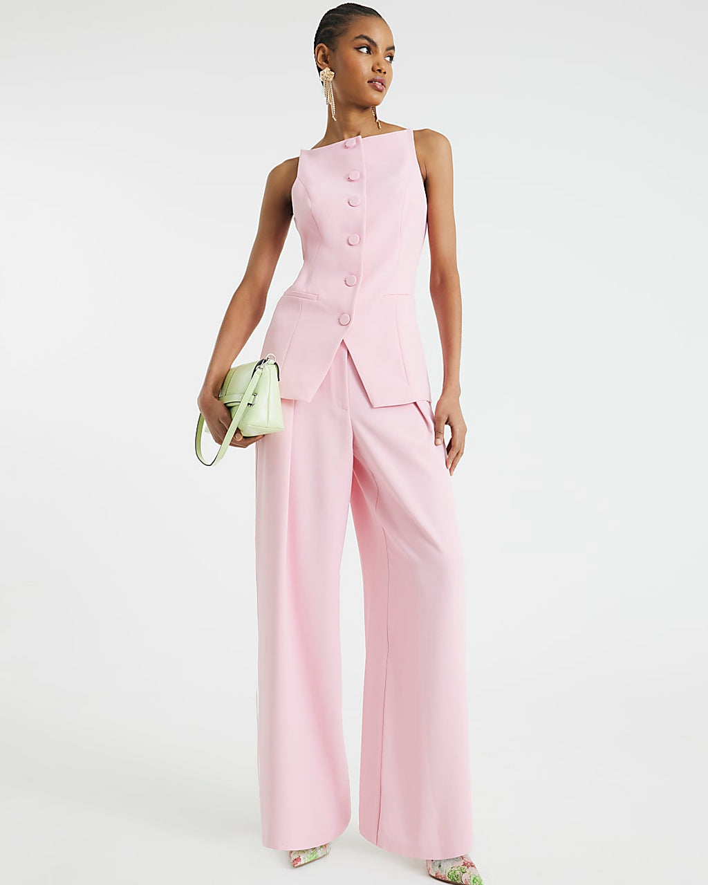 Pale Pink Wide Leg Trousers