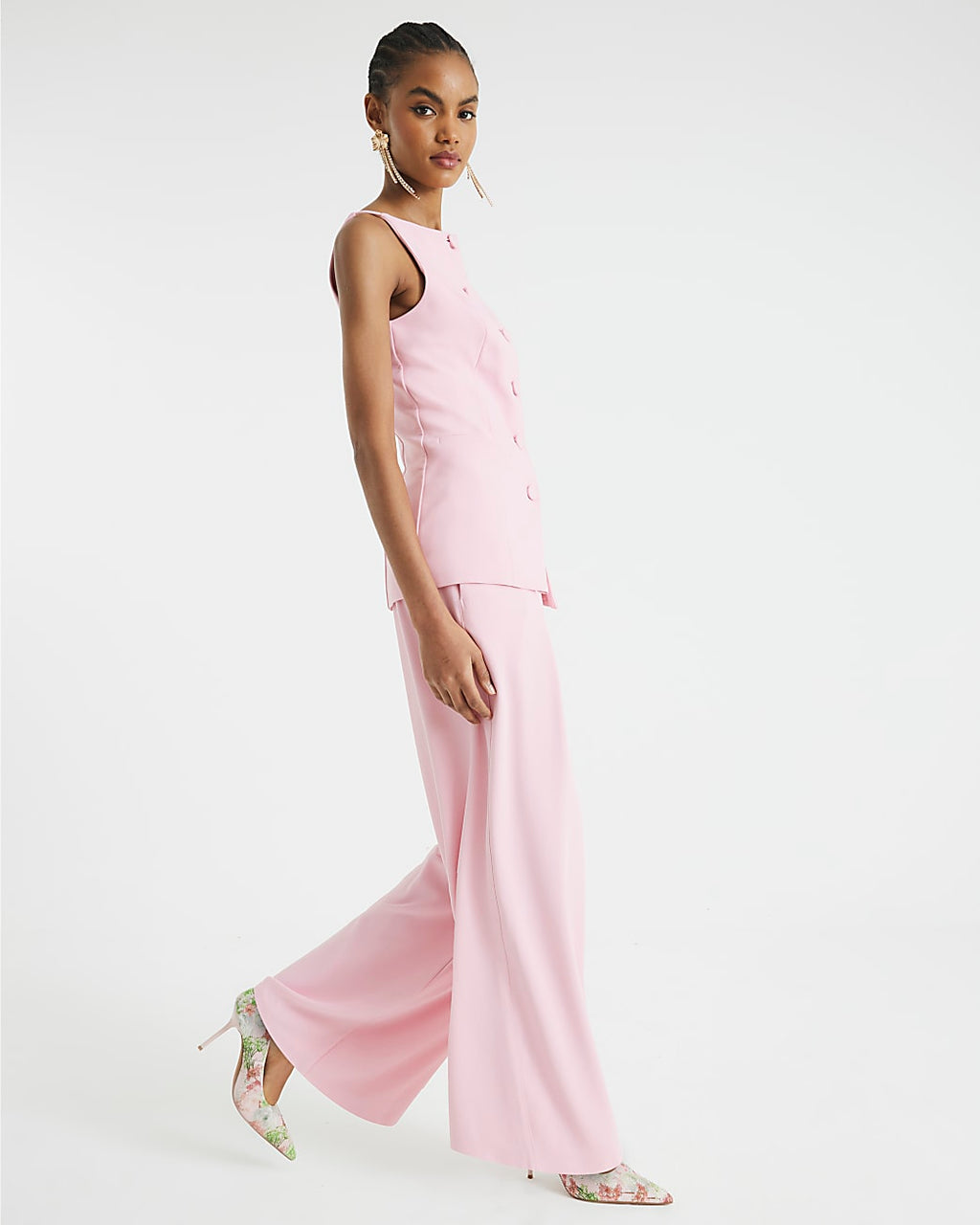 Pale Pink Wide Leg Trousers