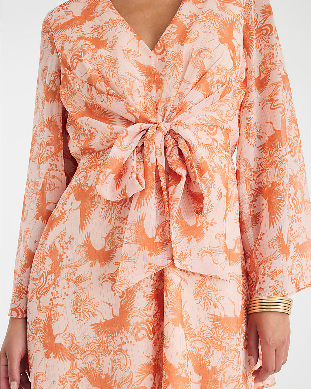 Long Sleeve Tie Front Mini Dress
