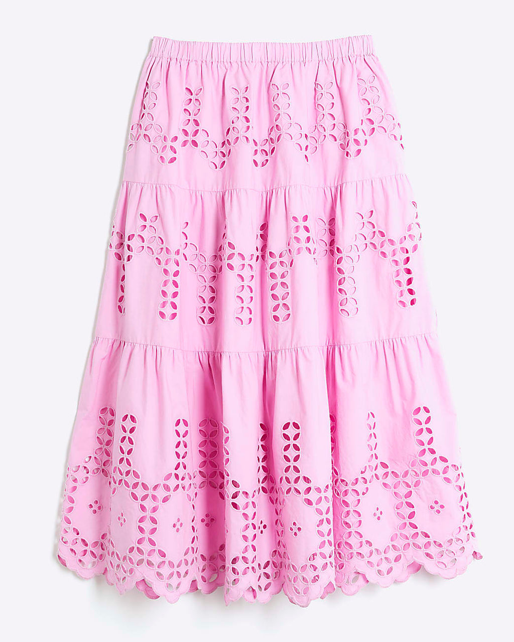 Pink Lavender Cutwork Midi Skirt