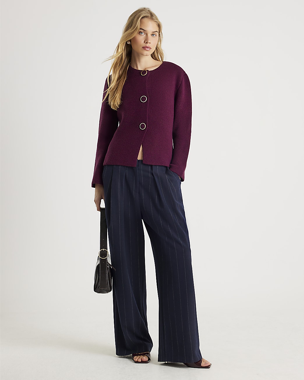 Red Knitted Button Detail Cardigan