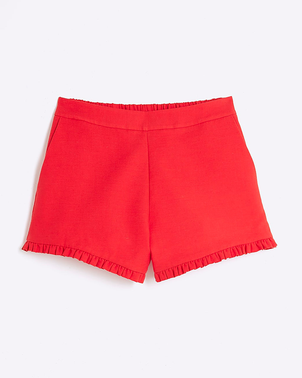 Linen Blend Frill Tailored Shorts