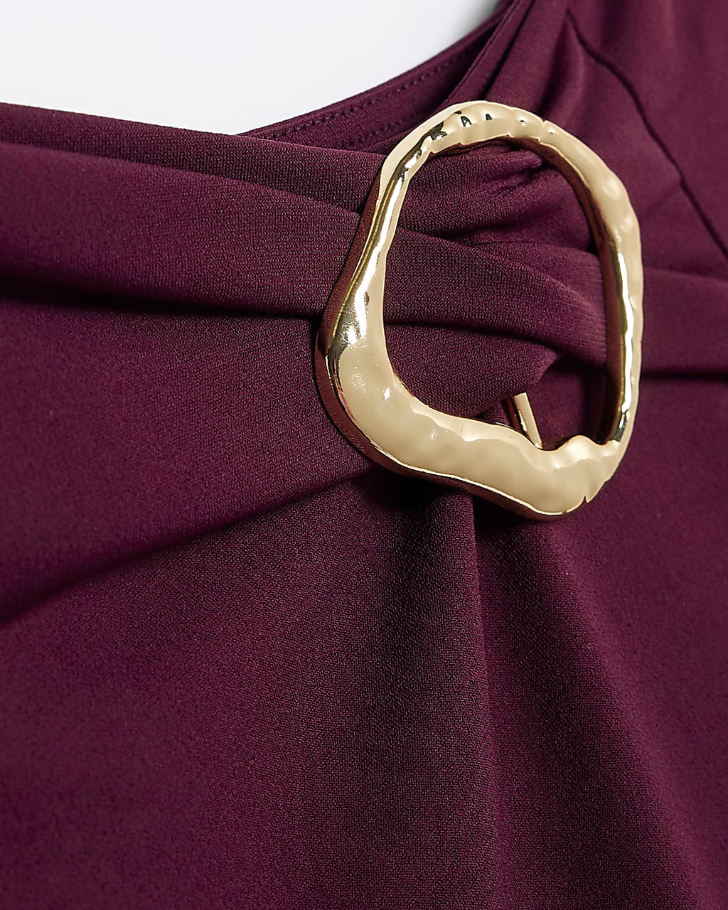 Red Long Sleeve Gold Trim Drape Top