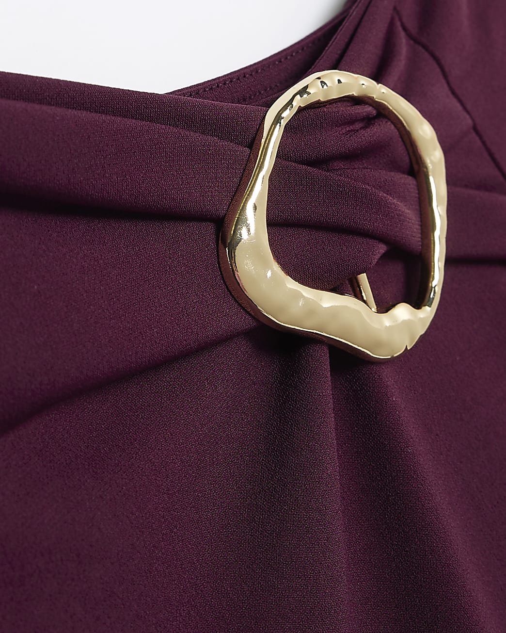 Red Long Sleeve Gold Trim Drape Top