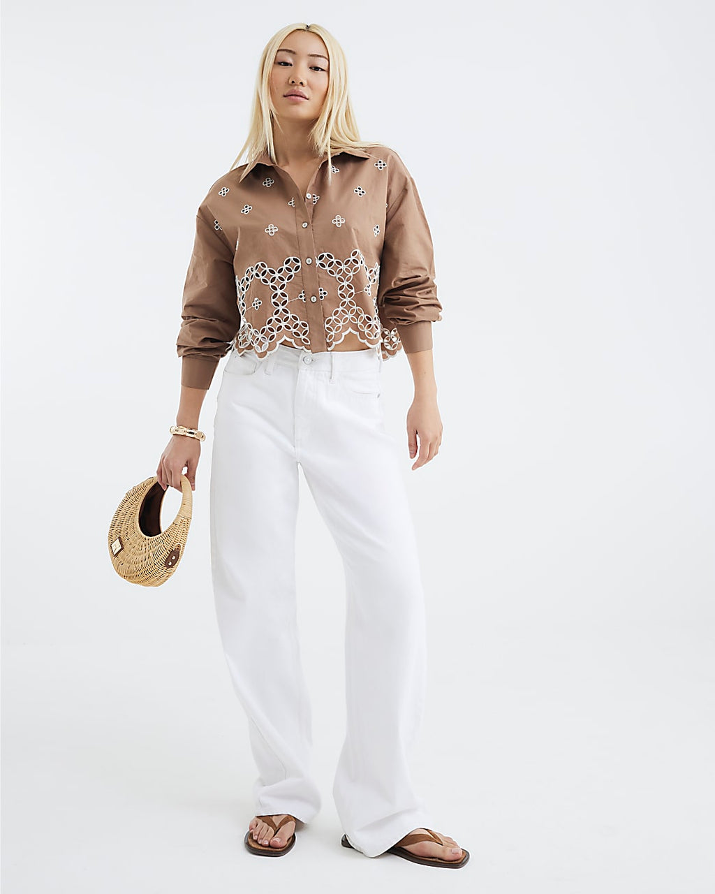Van Dyke Brown Long Sleeve Cropped Shirt