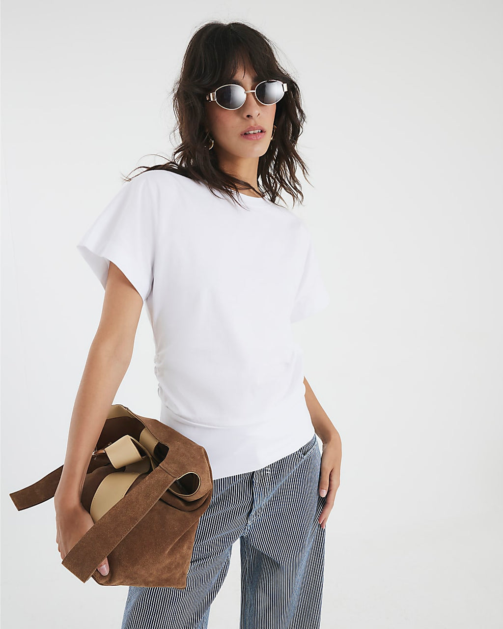 Ruched Side Kimono Sleeve T-shirt
